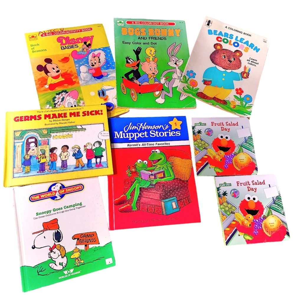 Vintage books and free coloring books lot of 8